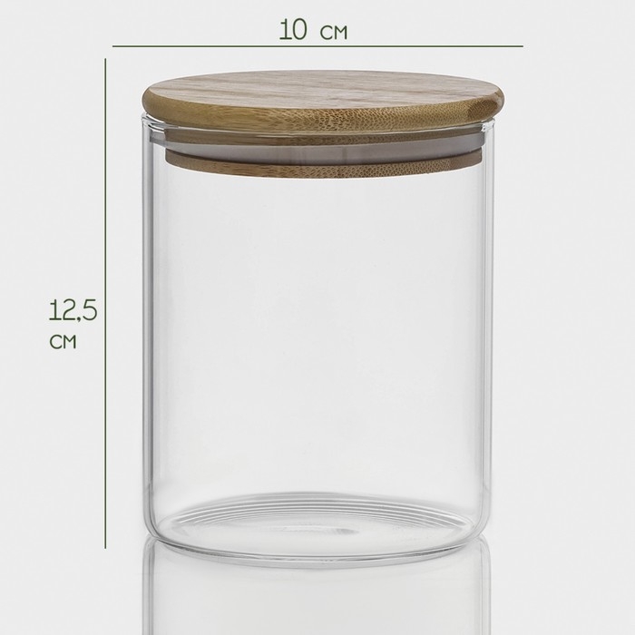 Банка стеклянная для хранения сыпучих продуктов &laquo;Эко&raquo;, 700 мл, 10&times;12,5 см, с бамбуковой крышкой