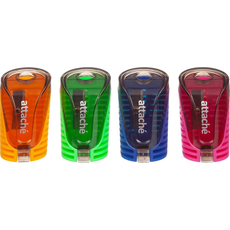 Точилка для карандашей, 1 отв, с контейнером, цв в ассорт, металл, пластик