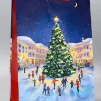 Пакет подарочный новогодний ламинированный, «Новогодний каток» , 33×10×42.5 см