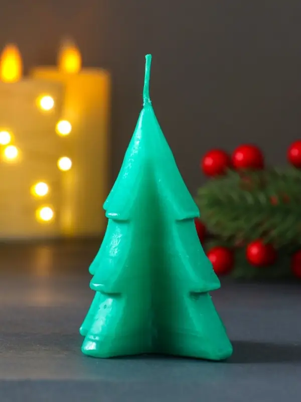 Свеча "Ёлочка" 67*85 мм, зеленая