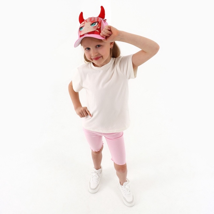 Кепка детская для девочки «Чертенок» аниме с заколками, р-р 52-54 5-7 лет