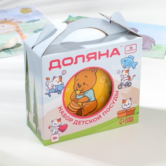 Набор детской посуды из керамики Доляна «Медвежонок и мёд», 3 предмета: кружка 230 мл, миска 400 мл, тарелка d=18 см, цвет белый Набор детской посуды из керамики Доляна «Медвежонок и мёд», 3 предмета: кружка 230 мл, миска 400 мл, тарелка d=18 см, цвет белый