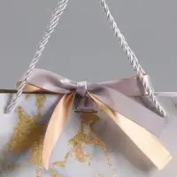 Пакет подарочный "Мрамор" , белый , с бантиком, 35 х 30 х 10 см