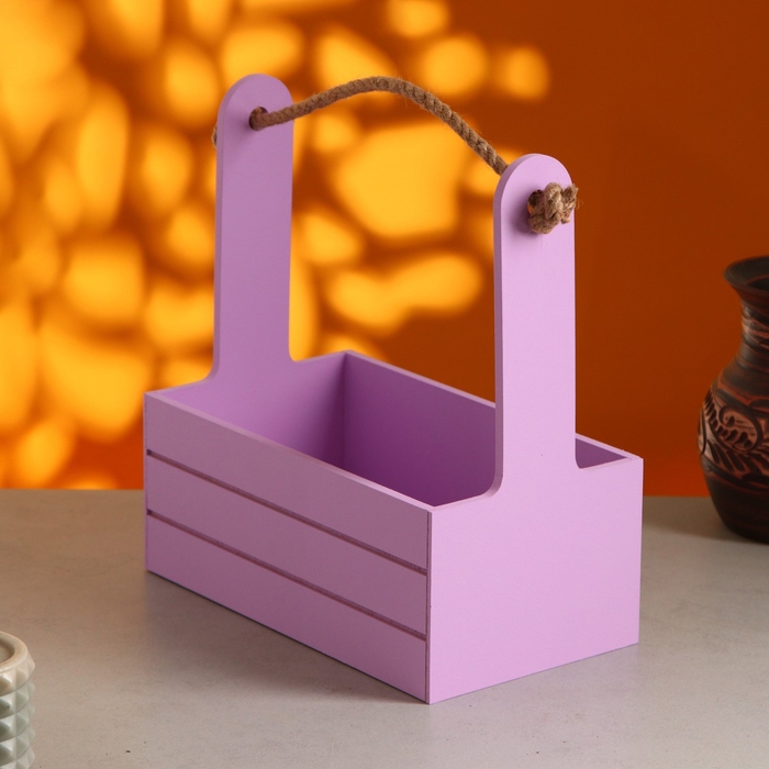 Набор кашпо деревянных 3 в 1 (29×18×33; 25×15×30; 21×12×23) "Аром", Сиреневый