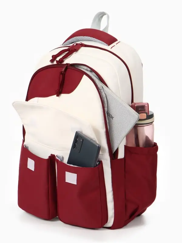 Рюкзак школьный, с кошельком, для девочки, 32&times;14&times;46 см, бордовый