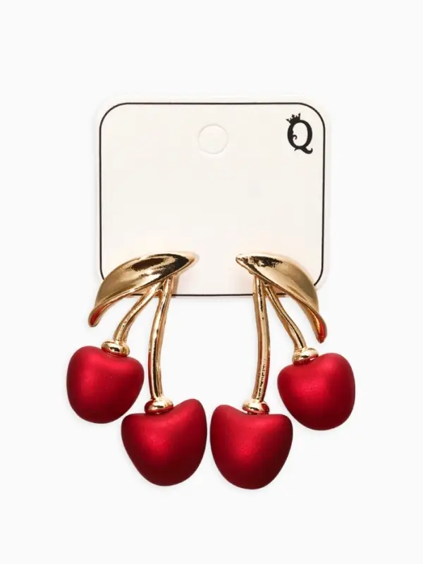 Серьги &laquo;Вишня&raquo;, красные в золоте