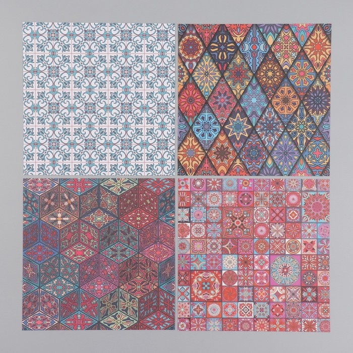 Набор бумаги для скрапбукинга 12 лист. 12 дизайнов Набор бумаги для скрапбукинга 12 лист. 12 дизайнов "Марокканские узоры" 160 гр 15,2х15,2 см
