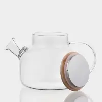 Чайник заварочный BellaTenero &laquo;Эко&raquo;, 1 л, с бамбуковой крышкой, с металлическим фильтром, боросиликатное стекло, прозрачный