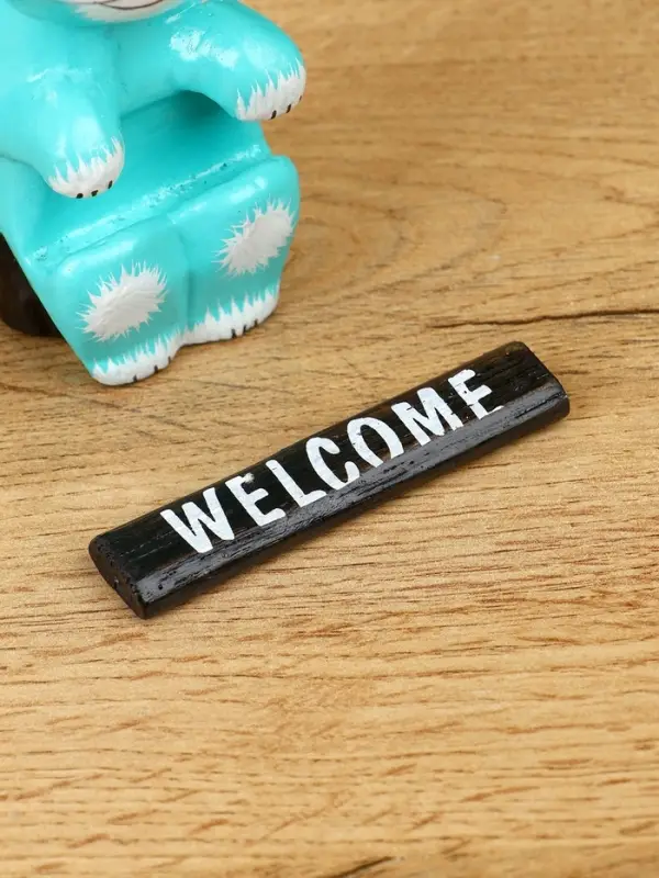 Сувенир  Сувенир "Кот с табличкой WELCOME" дерево 8х4х10 см, цв. бирюзовый