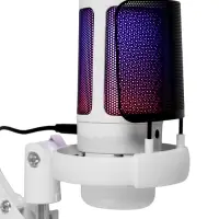 Микрофон конденсаторный для ПК, USB, пантограф, поп-фильтр, подсветка, шумоподавление, белый
