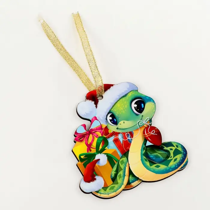 Подвеска на ёлку деревянная «Новый год! Змея», символ 2025 Подвеска на ёлку деревянная «Новый год! Змея», символ 2025