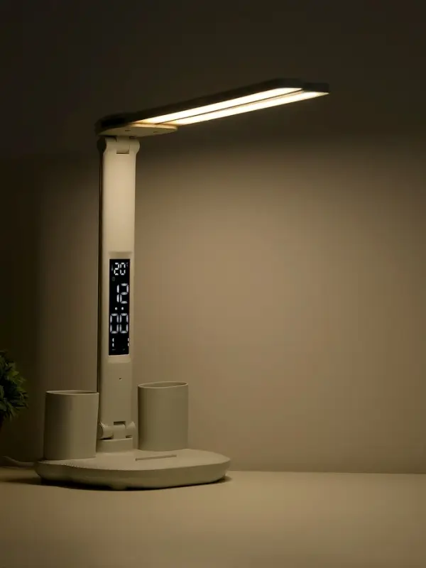 Часы - лампа электронные: календарь, термометр, LED, 3 режима, USB, 32&times;12&times;17 см