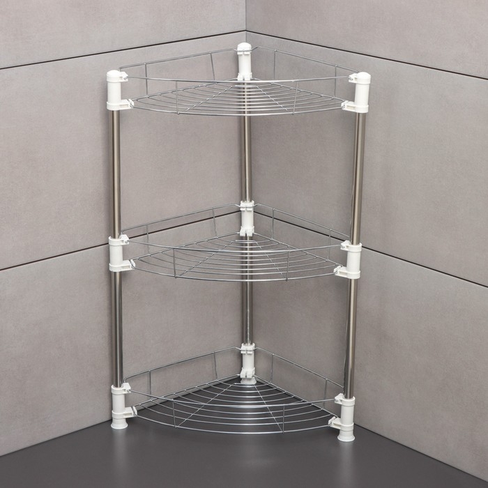 Этажерка настольная угловая 3-х секционная, 38,5×27,5×54,5 см, цвет хром Этажерка настольная угловая 3-х секционная, 38,5×27,5×54,5 см, цвет хром