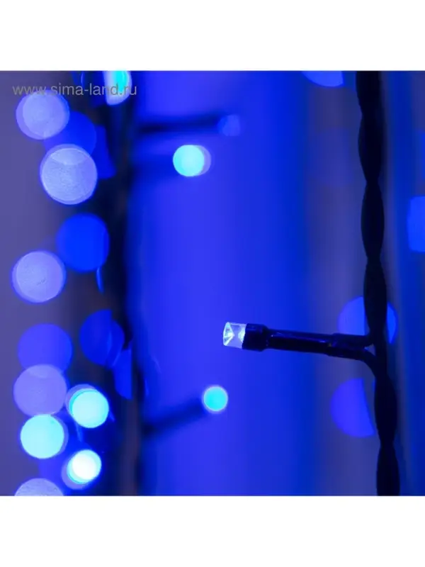Гирлянда &laquo;Занавес&raquo; 2&times;6 м, IP44, УМС, тёмная нить, 1440 LED, свечение синее, 220 В