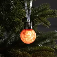 Ёлочный шар &laquo;Зимний узор красный&raquo;, d=5 см, 1 LED, от батареек AG13&times;3, свечение тёплое белое