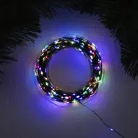 Гирлянда &laquo;Нить&raquo; 50 м, роса, IP44, зелёная нить, 500 LED, свечение мульти, 8 режимов, 31 В