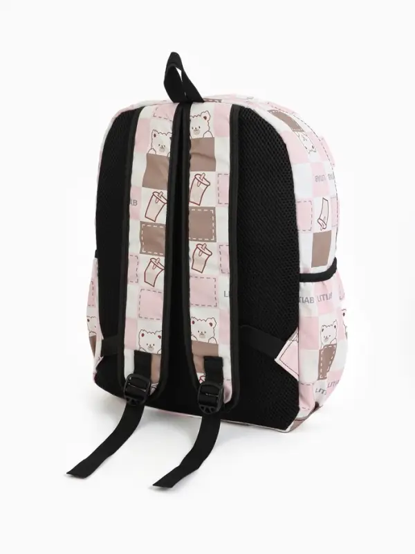 Рюкзак школьный на молнии, с карманами, с рисунком, 30&times;13&times;42 см, с принтом, розовый
