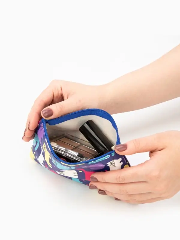 Косметичка - пенал &laquo;Котики&raquo;, на молнии, плоская, с рисунком, разноцветная