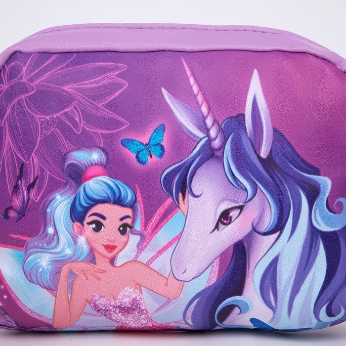Сумка детская «Единорог и фея» из эко-кожи, на ремешке, 15х12х3 см