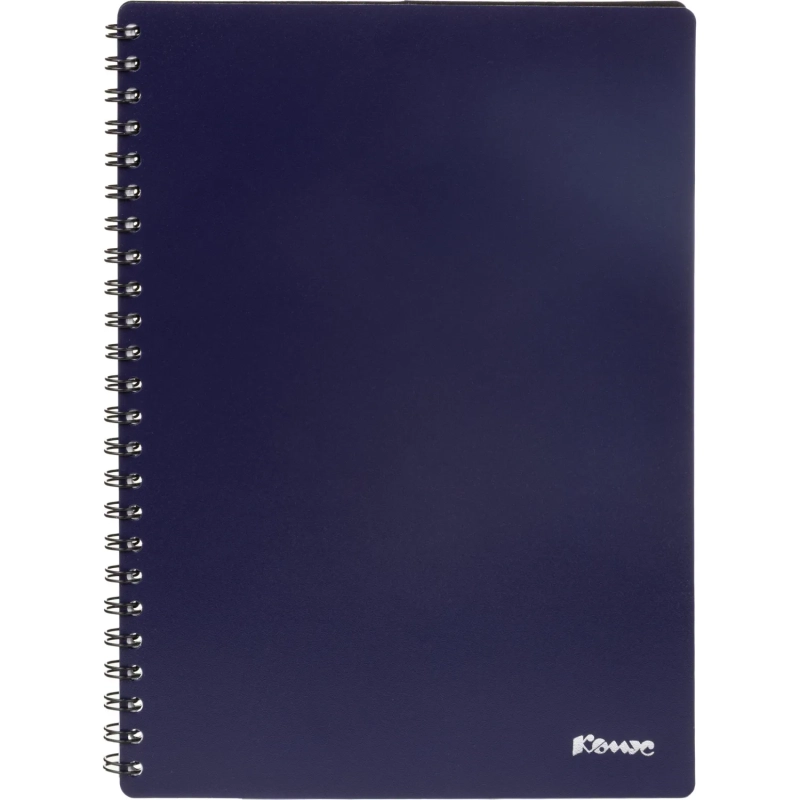 Бизнес-тетрадь Комус А5 60л, кл., обл.пластик, спираль, синяя Classic