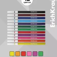 Фломастеры 12 цветов ErichKrause light, в футляре с европодвесом