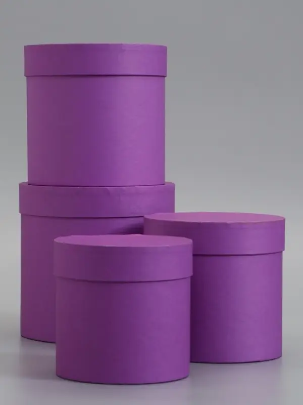 Набор шляпных коробок  4 в 1 "Светлая сирень" 18 &times; 18 ‒14 &times; 14 см