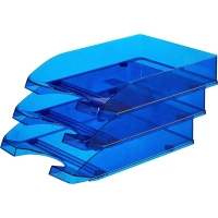 Лоток горизонтальный Attache Line прозрачный синий 340х255х63мм