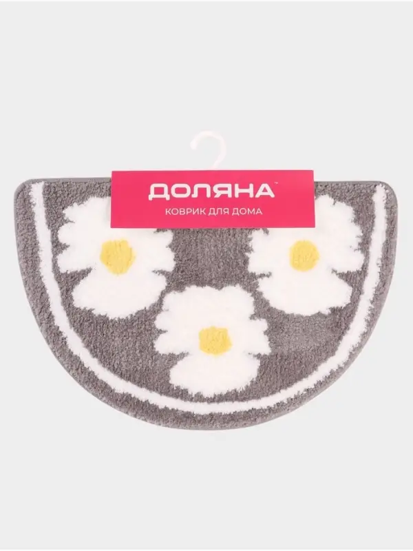 Коврик Доляна Daisies, 40&times;60 см, микрофибра, серый