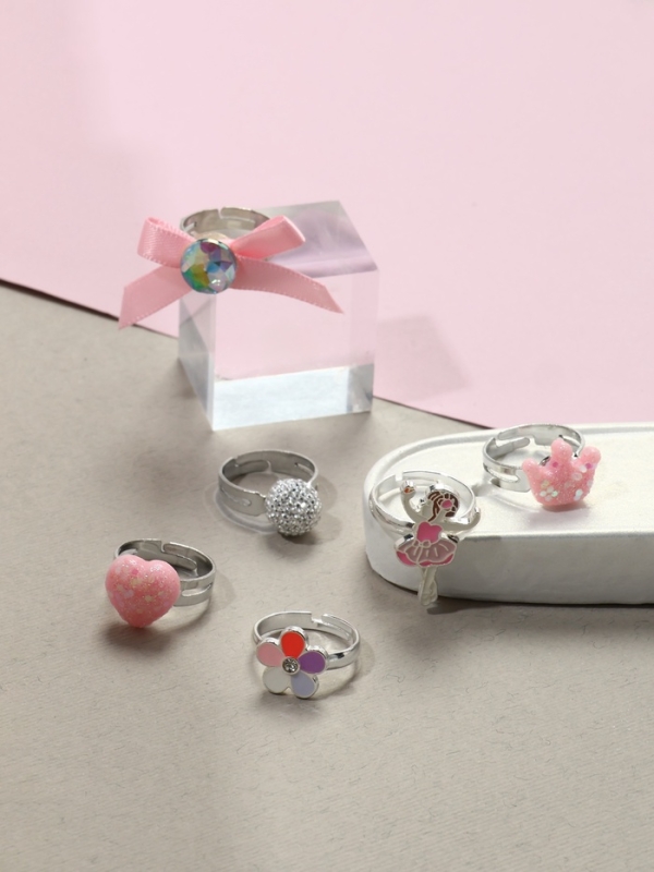 Кольца детские Кольца детские "Выбражулька" набор 6шт,балерина ассорти форма, цвет МИКС, б-р