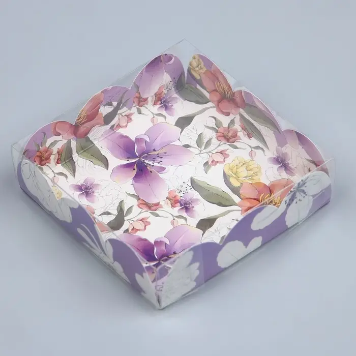Коробка для печенья, кондитерская упаковка с пластиковой крышкой, With love, 10.5 х 10.5 х 3 см Коробка для печенья, кондитерская упаковка с пластиковой крышкой, With love, 10.5 х 10.5 х 3 см