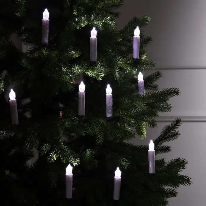 Светодиодные свечи на прищепках 10 см, 10 штук, от батареек ААх1, пульт ДУ, свечение белое