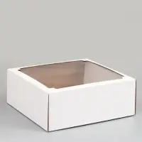 Коробка самосборная, с окном, белая, для подарков, хранения и отправки посылок, 30&times;30&times;12 см