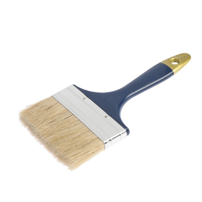 Кисть плоская ТУНДРА, натуральная щетина, пластиковая рукоятка, 4 Кисть плоская ТУНДРА, натуральная щетина, пластиковая рукоятка, 4", 100 мм