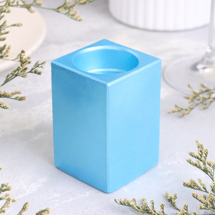 Подсвечник Подсвечник "Квадрат" из гипса, 5х8см, голубой