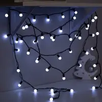 Гирлянда &laquo;Нить&raquo; 10 м с насадками &laquo;Шарики 1.5 см&raquo;, IP44, тёмная нить, 100 LED, свечение белое, 8 режимов, 220 В