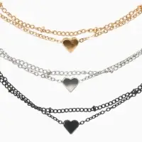 Кулоны на цепочке &laquo;Сердце&raquo;, набор 3 шт. L=35 + удлинитель 7 см, разноцветный