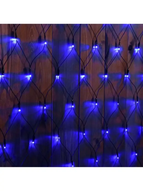 Гирлянда &laquo;Сеть&raquo; 2&times;1.5 м, IP44, УМС, тёмная нить, 192 LED, свечение синее, 220 В