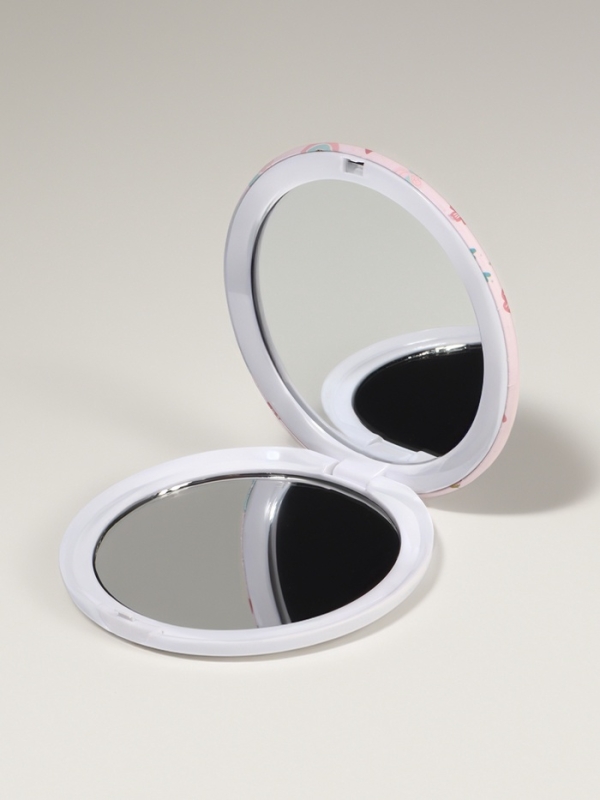 Зеркало складное «Единороги», d = 7,3 см, с увеличением, цвет розовый