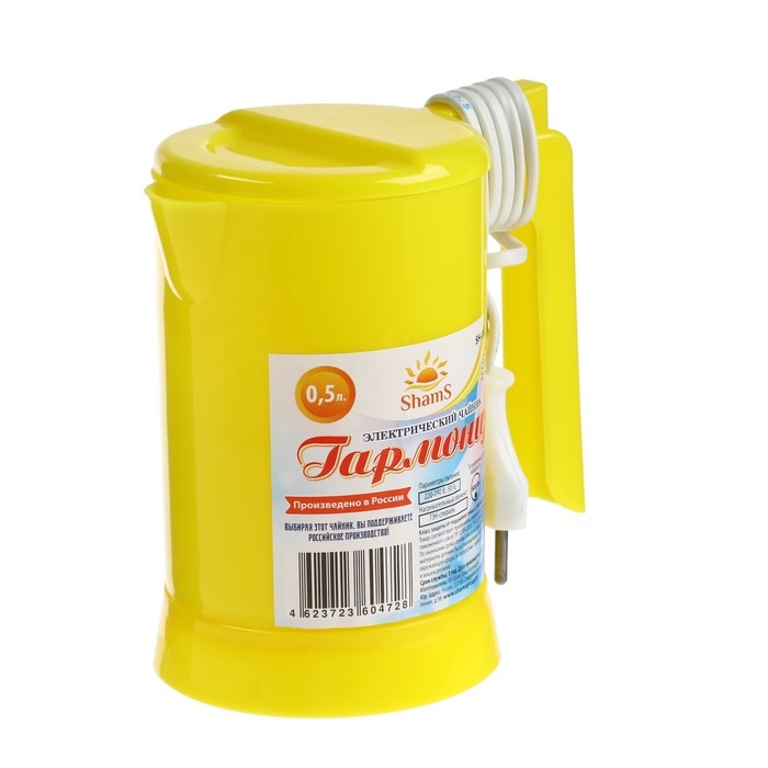 Чайник электрический ShamS SH-002 Гармония, 0.5 л, пластик, 800 Вт, жёлтый Чайник электрический ShamS SH-002 Гармония, 0.5 л, пластик, 800 Вт, жёлтый