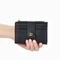 Кошелёк женский на кнопке, 12.5&times;2&times;9 см, однотонный, чёрный