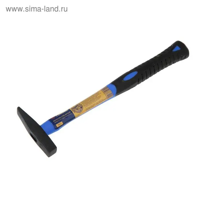 Молоток слесарный ТУНДРА, квадратный боек, фиберглассовая обрезиненная рукоятка, 100 г