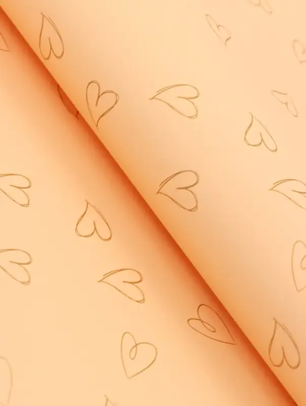 Пленка листах для цветов и букетов, &laquo;Сердца&raquo;, пудра светлая, 65 микрон, 57&times;57 см