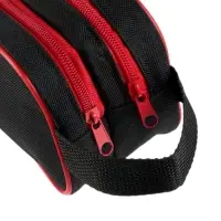 Пенал школьный Calligrata Black &laquo;Чёрно-красный&raquo;, мягкий, 2 отделения, 100&times;220&times;70 мм, объёмный, с ручкой