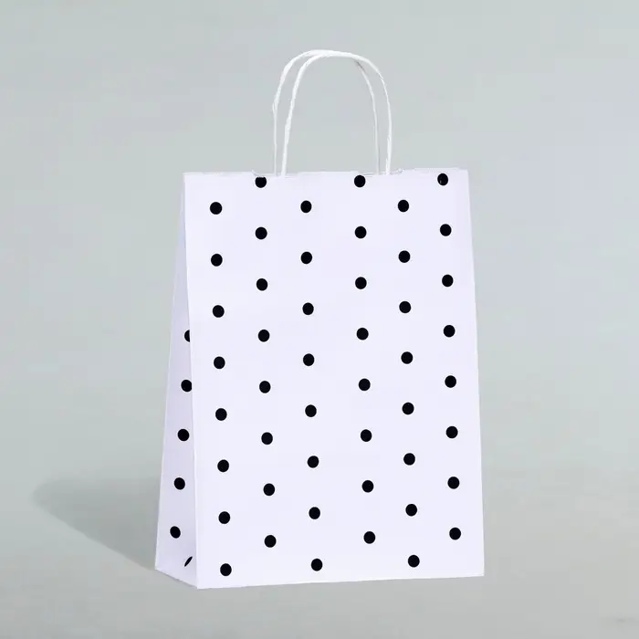 Пакет крафт, белый, «Горох», 24×10.5×32 см, 1 шт. Пакет крафт, белый, «Горох», 24×10.5×32 см, 1 шт.