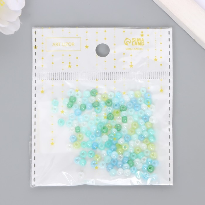 Бисер стекло 6/0 Бисер стекло 6/0 "Зелёно-голубой меланж" 10 гр