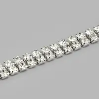 Цепь со стразами, 2 ряда, металл, стекло, 4 мм, 4.5&plusmn;0.5 м, цвет серебряный