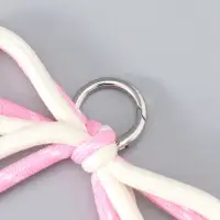 Брелок на карабине "Двойной бант" розово-белый 20х9,5х1 см