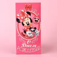 Конверт для денег, 17 х 8,5 см «С днём рождения», Минни Маус