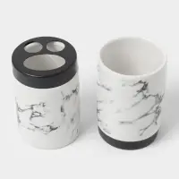 Аксессуары для ванной &laquo;Мраморный металл&raquo;, 4 предмета, мыльница, дозатор 400 мл, 2 стакана, белые