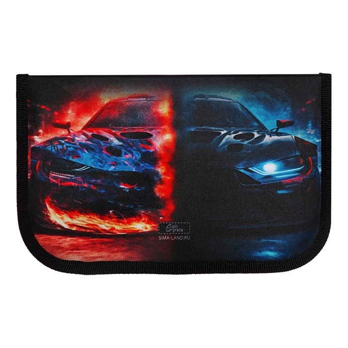 Пенал 1 секция, 130 х 210 х 40 мм, 2 откидные планки, тканевый, Calligrata TOP, Content Пенал 1 секция, 130 х 210 х 40 мм, 2 откидные планки, тканевый, Calligrata TOP, Content "Тачка огонь"